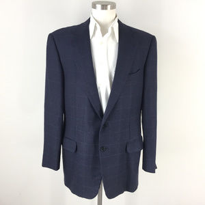 Ermenegildo Zegna 44 Silk Wool Navy Blue Blazer